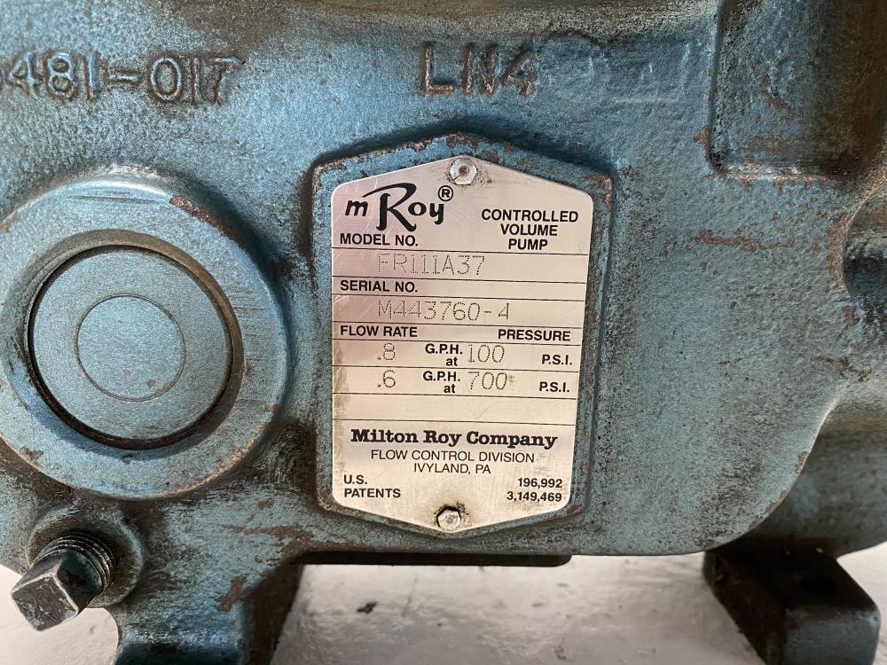 Milton Roy 0.8 GPH Controlled Volume Pump FR111A37